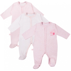 Eevi pajacyki TINY zestaw Różowy 3-pak pajacyków niemowlęcych rozmiary 50, 62 cm