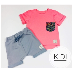 KIDI komplet bluzka z krótkim rękawem + spodenki krótkie rozmiary 110, 116 cm