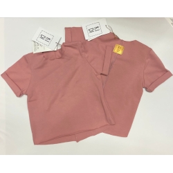 KIDI bluzka T-shirt PUDROWY RÓŻ bluzeczka z krótkim rękawem super cienka rozmiary 74-122 cm