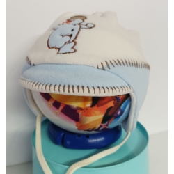 Czapka dziecięca zimowa Krochetta model 224 wiązana ocieplana czapeczka dla dziecka na obwód głowy 44 cm
