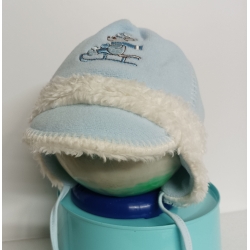 Czapka dziecięca zimowa Krochetta model 222 wiązana ocieplana czapeczka dla dziecka na obwód głowy 44 cm