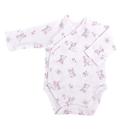 MirMar body rozpinane z długim rękawem MISIE różowe rozmiary 38 cm dla wcześniaków
