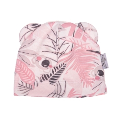 MirMar czapka Maluszek Dżungla różowa bawełniana czapeczka dla dziecka na obwód głowy 30, 32 cm