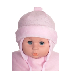 MirMar czapka zimowa ocieplana MAŁGOŚ różowa czapeczka dla dziecka na obwód głowy 38 cm