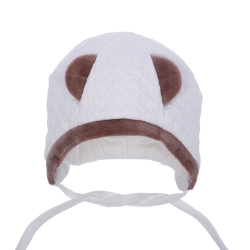 MirMar Czapka zimowa MISIACZEK kremowa czapeczka dla dziecka na obwód głowy 38 cm