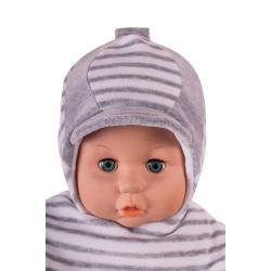 MirMar Czapka zimowa ocieplana PŁATEK szara welurowa czapeczka dla dziecka na obwód głowy 40 cm