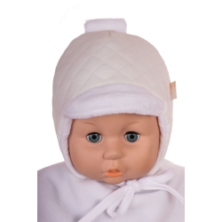 MirMar Czapka zimowa TONI biała czapeczka dla dziecka na obwód głowy 36 cm