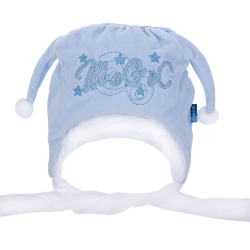 MirMar Czapka zimowa CUDAK niebieska welurowa czapeczka dla dziecka na obwód głowy 38 cm