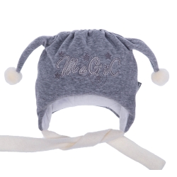 MirMar Czapka zimowa CUDAK szara welurowa czapeczka dla dziecka na obwód głowy 38 cm