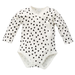 Pinokio body rozpinane z długim rękawem HAPPY DAY ecru w trójkąty rozmiary 50-68 cm