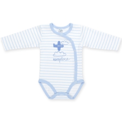 Pinokio body rozpinane z długim rękawem HAPPY KIDS w paski niebieskie rozmiary 52 i 68 cm
