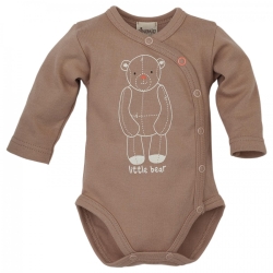 Pinokio body rozpinane z długim rękawem LITTLE BEAR brązowe rozmiar 68 cm Organic Cotton