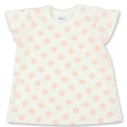 Pinokio bluzka z krótkim rękawem T-shirt PIKOLINA bluzeczka w różowe kropki rozmiary 74, 80, 86, 92, 98, 104, 110, 116 cm