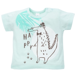 Pinokio bluzka z krótkim rękawem T-shirt LEON turkusowy rozmiar 74 cm