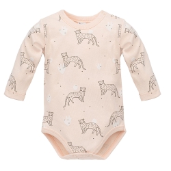 Pinokio body z długim rękawem SWEET PANTHER różowe w PANTERKI rozmiary 62, 68, 86, 92 cm