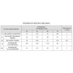 Pinokio półśpiochy bezuciskowe DREAMER beżowe rozmiary 62, 68, 74 cm