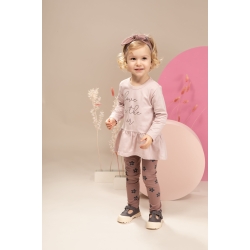 Pinokio spodnie legginsy HAPPINESS różowe w kwiatki rozmiary 62, 68, 74, 80, 86, 98, 104 cm
