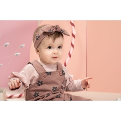 Pinokio bawełniana opaska na głowę HAPPINESS różowa w kwiatki z kokardką rozmiary 62-92 cm