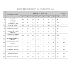 Pinokio kombinezonik z kapturem LITTLE CAR turkusowy pajacyk bez stópek rozmiary 68, 74, 86, 92, 98, 104 cm