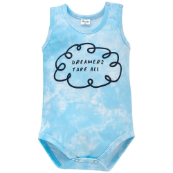 Pinokio body na ramiączkach OCEANS DREAMS niebieskie chmurki rozmiary 62,68,74,80,92,98 cm