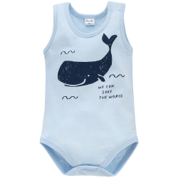 Pinokio body na ramiączkach OCEANS DREAMS niebieskie wieloryb rozmiary 62, 74, 80, 92 cm