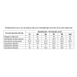 Pinokio podkoszulka na ramiączkach OCEANS DREAMS niebieski jeans rozmiary 74, 86 cm