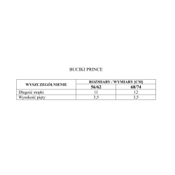 Pinokio bawełniane buciki PRINCE szare rozmiary 56/62 cm