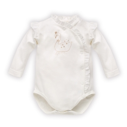 Pinokio body rozpinane z długim rękawem PRINCESS ecru falbanki rozmiar 56 cm
