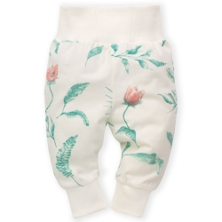 Pinokio spodnie legginsy SPRING LIGHT ze ściągaczem ecru w liście rozmiary 80, 86, 92, 104