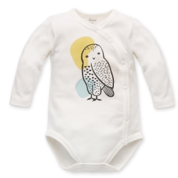 Pinokio body rozpinane z długim rękawem STAY GREEN ecru z sową rozmiary  74 cm