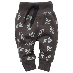 Pinokio spodnie legginsy STAY GREEN grafitowe w liście rozmiary 62, 68, 74, 80, 86, 92 cm