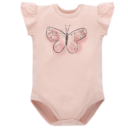 Pinokio body z krótkim rękawem SUMMER MOOD różowe z Motylkiem rozmiary 62, 80, 92 cm