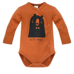 Pinokio body rozpinane z długim rękawem THE BEARS CLUB brązowe z misiem rozmiary 56, 62, 68 cm