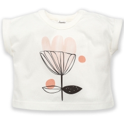 Pinokio bluzka z krótkim rękawem T-shirt TINY FLOWERS ecru rozmiary 68, 74, 80, 86, 92 cm