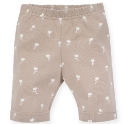 Pinokio spodnie legginsy 3/4 krótkie TINY FLOWERS brązowe rozmiary 62, 68, 74, 80, 104 cm