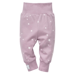 Pinokio spodnie legginsy UNICORN wrzosowe w gwiazdki rozmiary 68, 74 cm