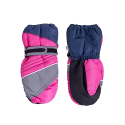 Rękawiczki YO Club REN-0316G ciepłe rękawice narciarskie dziewczęce różowo-granatowe 14 cm