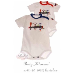 Sofija body z krótkim rękawem KLEMENS rozmiary 62  cm czerwona lamówka
