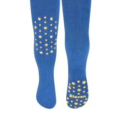 Steven rajstopy dziecięce bawełniane z ABSem stopa+kolana JEANS/GWIAZDKI rozmiar 68-74 cm