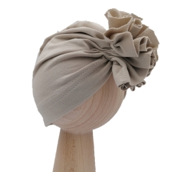 Opaska bawełniana na głowę Turban niemowlęcy Cappuccino Baby in World rozmiar 0-3m