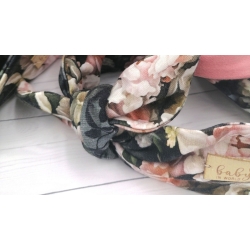 Opaska bawełniana na głowę Pin Up wiązana Baby in World Black Roses rozmiar 6-12m