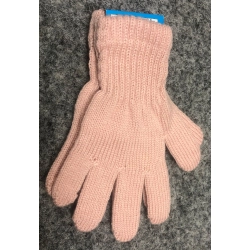 Dziecięce  PRZEJŚCIOWE rękawiczki akrylowe 5 palczaste PUDROWY RÓŻ z długim ściągaczem dla dziecka 2-4 lata
