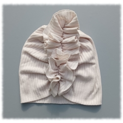 Czapka turban na głowę dziecka Tombiś Latte podwójna czapeczka na obwód głowy 42/44 cm