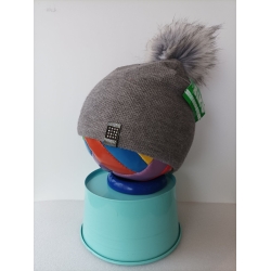 Czapka zimowa z pomponem BIKO czapeczka dla dziecka na obwód głowy 50-52 cm