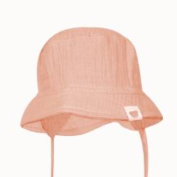 Czapka cienka na lato Kapelusz Muślinowy Maja M-72535 czapeczka letnia PUDROWY RÓŻ kapelusik dla dziecka na obwód głowy 48 cm z wązaniem
