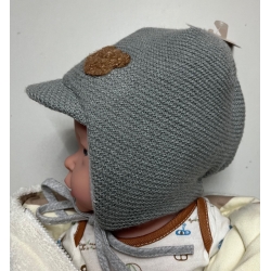Czapka zimowa Maja FRED szara ocieplana czapeczka dla dziecka na obwód głowy 36, 48, 52 cm