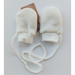 Rękawiczki dla niemowląt Maja Nelly Ecru rozmiar S łapki ze sznurkiem