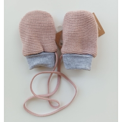 Rękawiczki dla niemowląt Maja Nelly Brudny Róż rozmiar S łapki ze sznurkiem