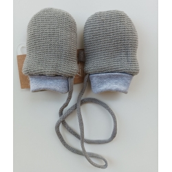 Rękawiczki dla niemowląt Maja Nelly Szare rozmiar S łapki ze sznurkiem