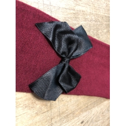 Milusie rajstopy dziecięce PRINCESSA bordowe rajstopki z kokardą dla dziecka rozmiar 116/122 cm